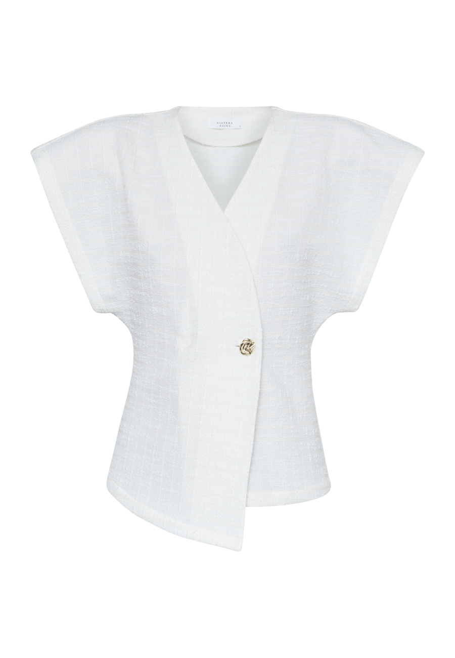 Sisters Point fitted overlap gilet cream