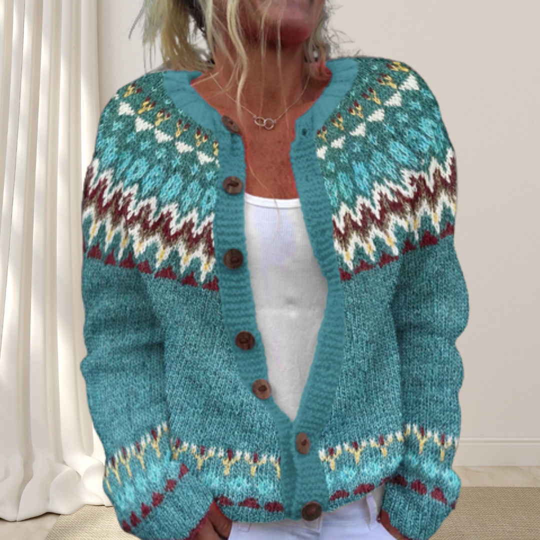 Alisha™ - Loose Knit Chic Cardigan with Pattern