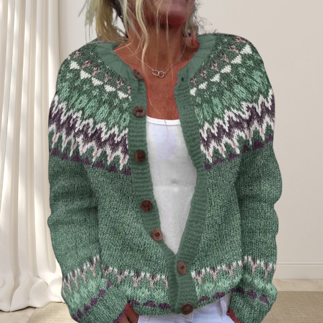 Alisha™ - Loose Knit Chic Cardigan with Pattern