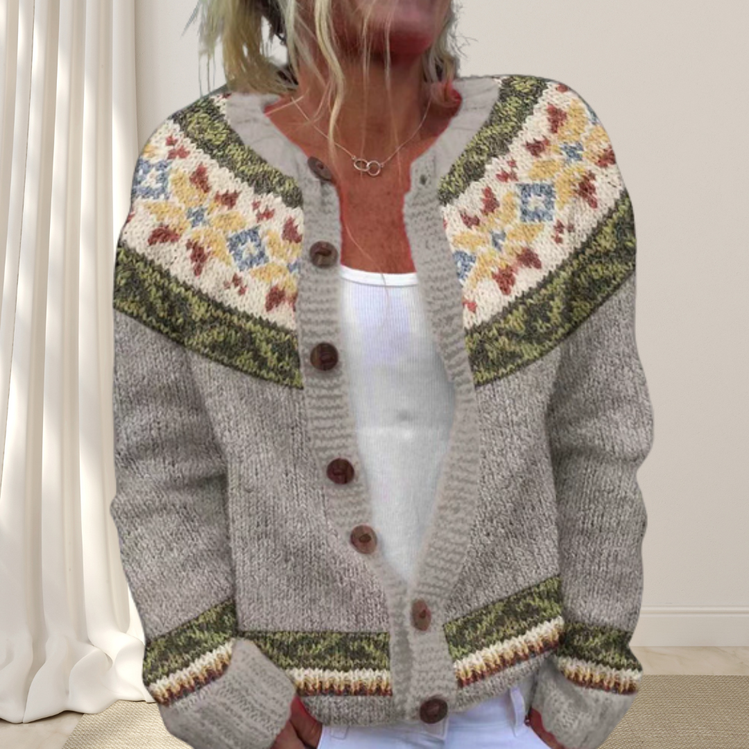 Alisha™ - Loose Knit Chic Cardigan with Pattern