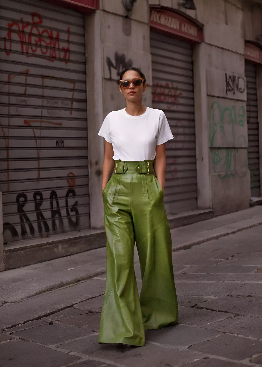 High-Waisted | Leather Trousers