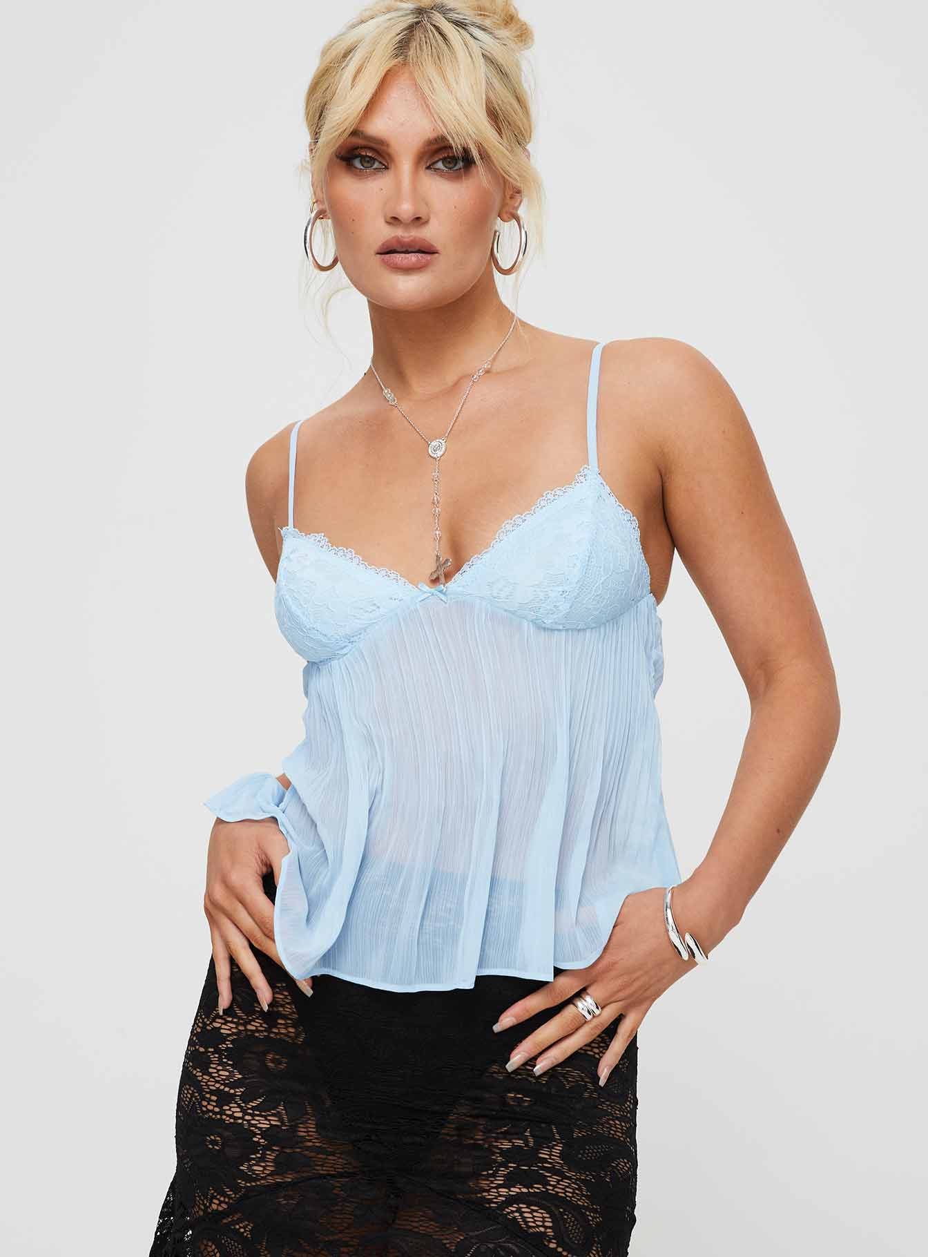 Noble | Lace Pleated Top