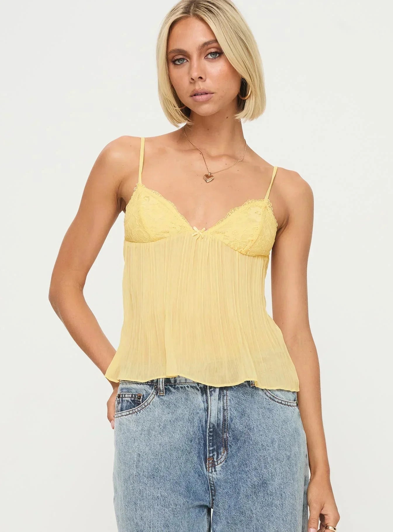Noble | Lace Pleated Top