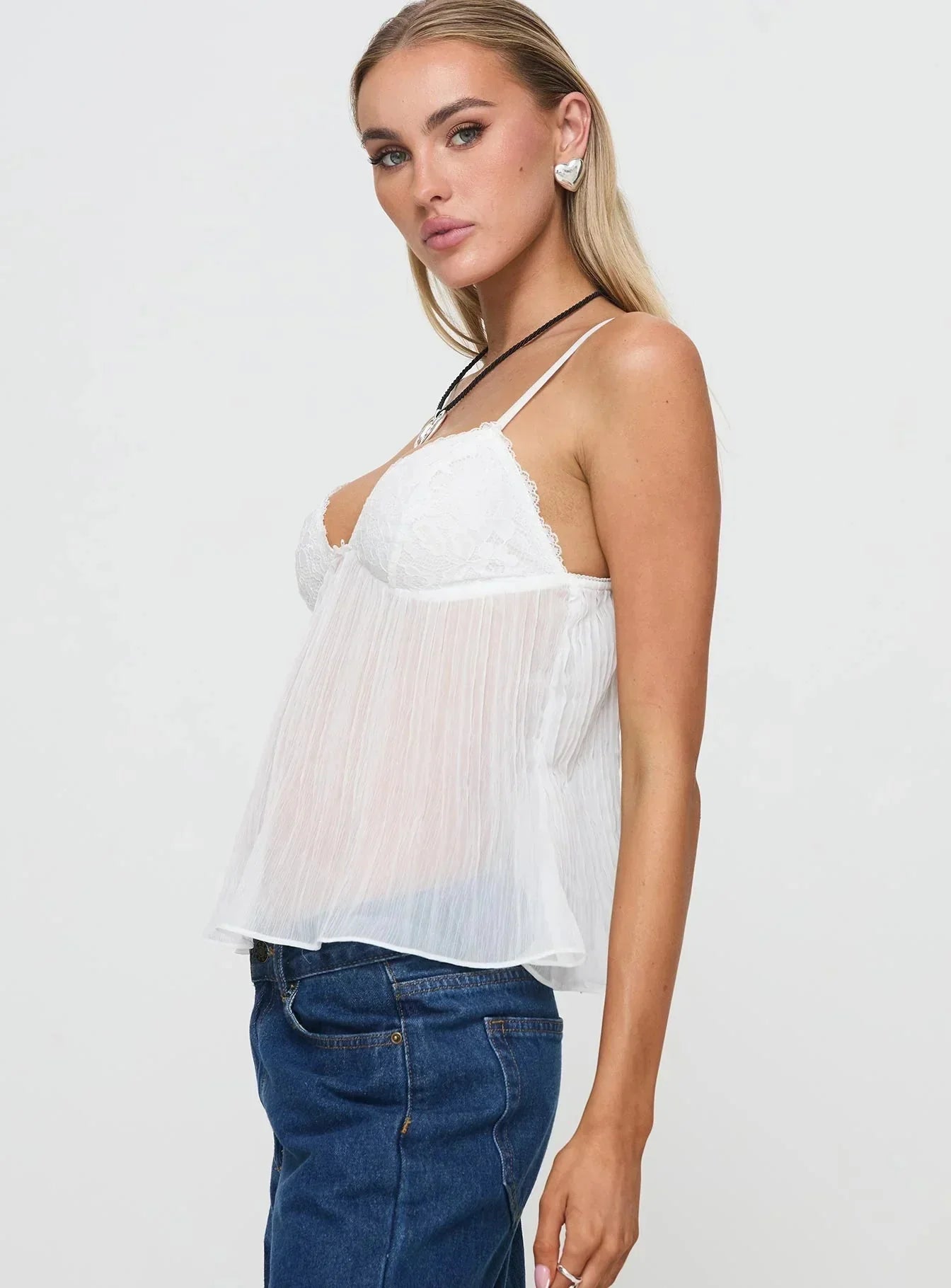 Noble | Lace Pleated Top