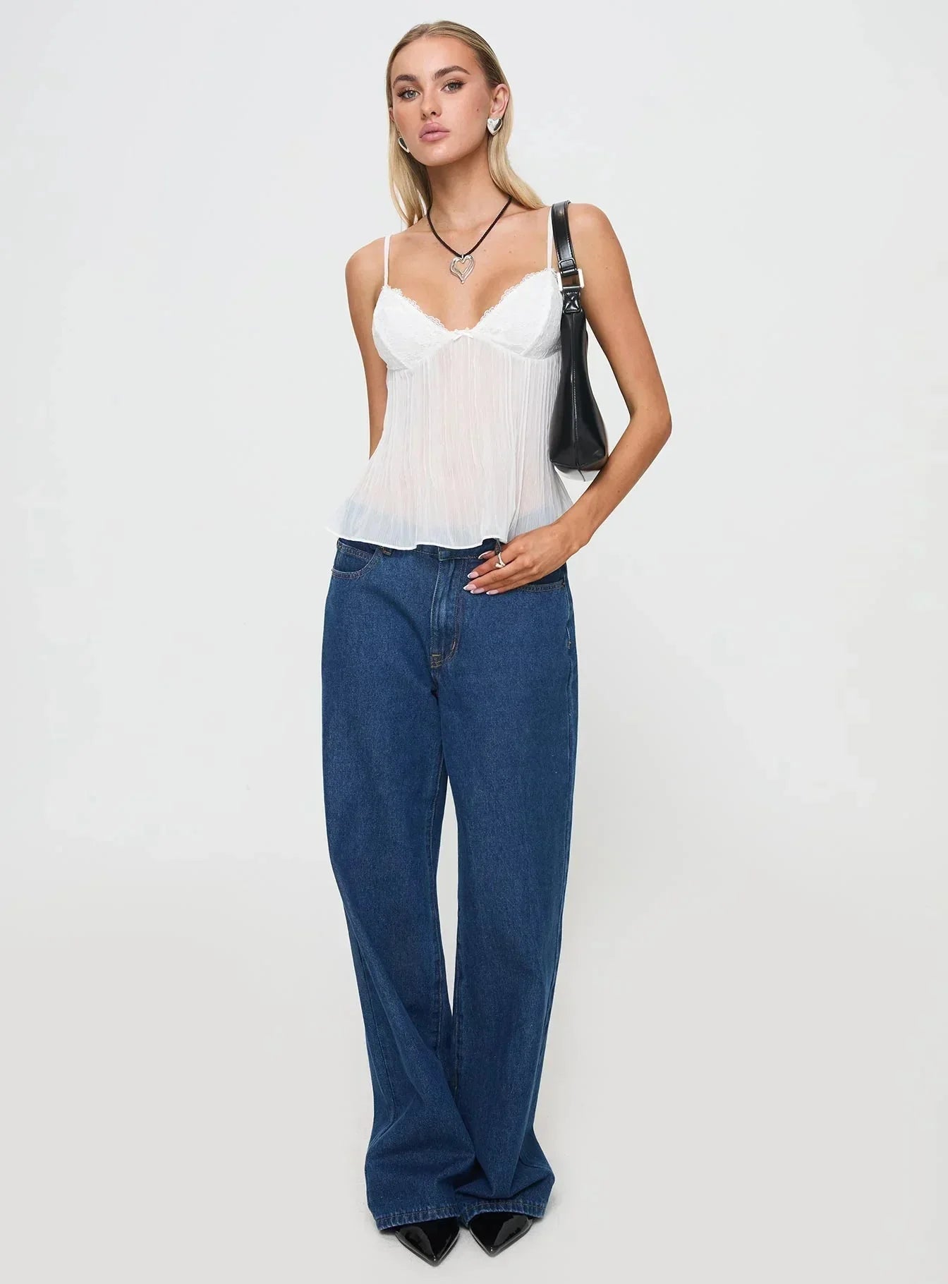 Noble | Lace Pleated Top