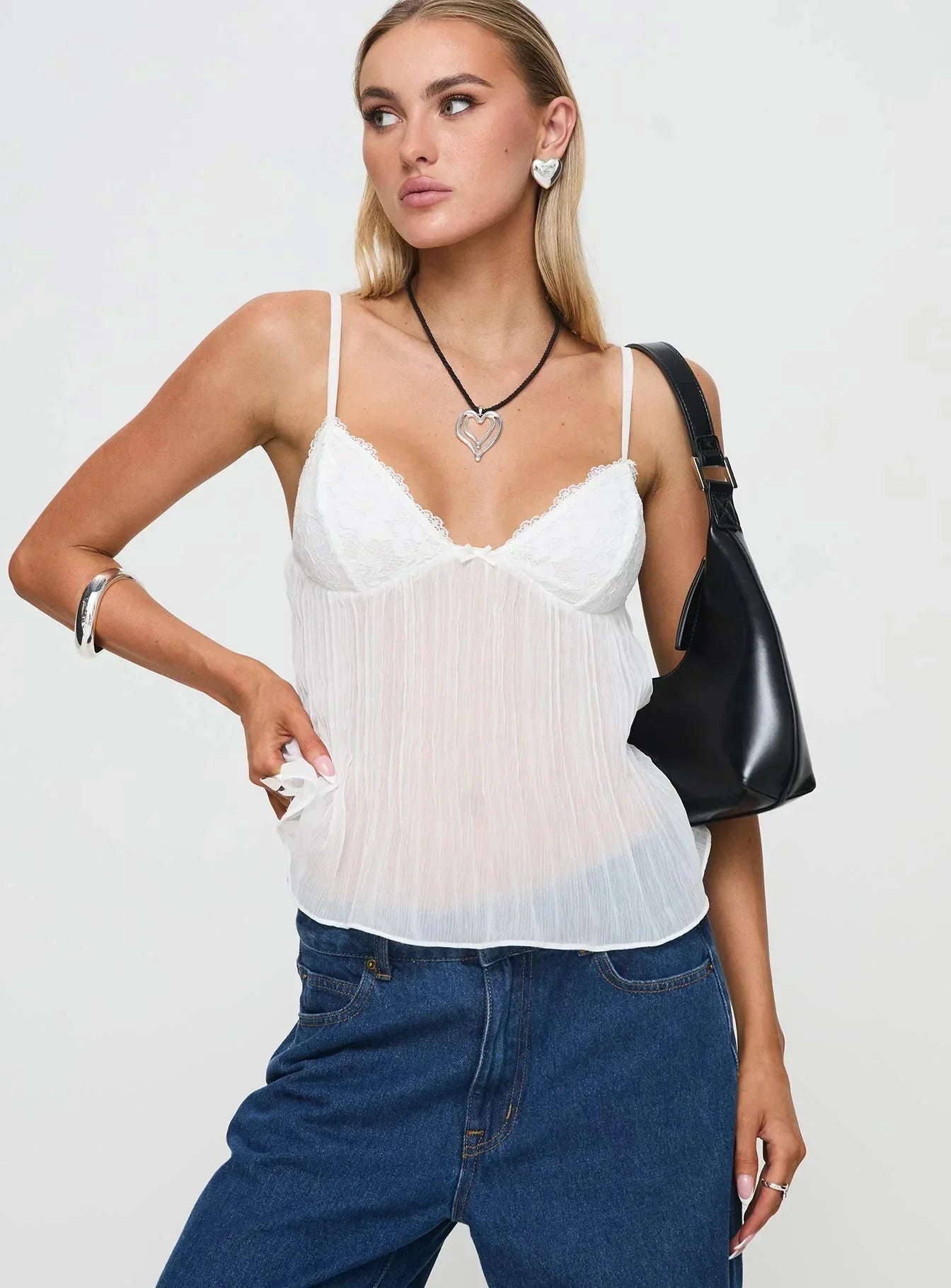 Noble | Lace Pleated Top